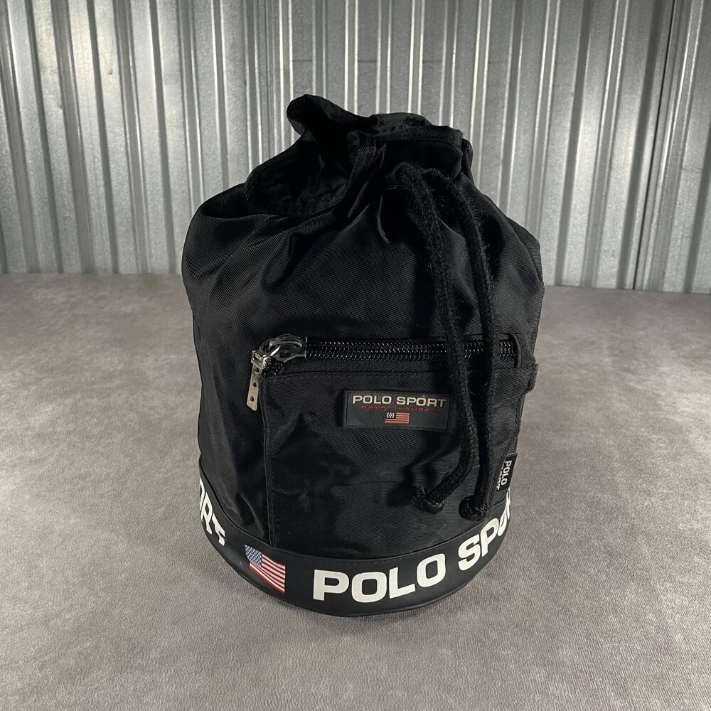 90's Vintage Polo Sport Ralph Lauren Black Bucket Bag Crossbody Size One Size